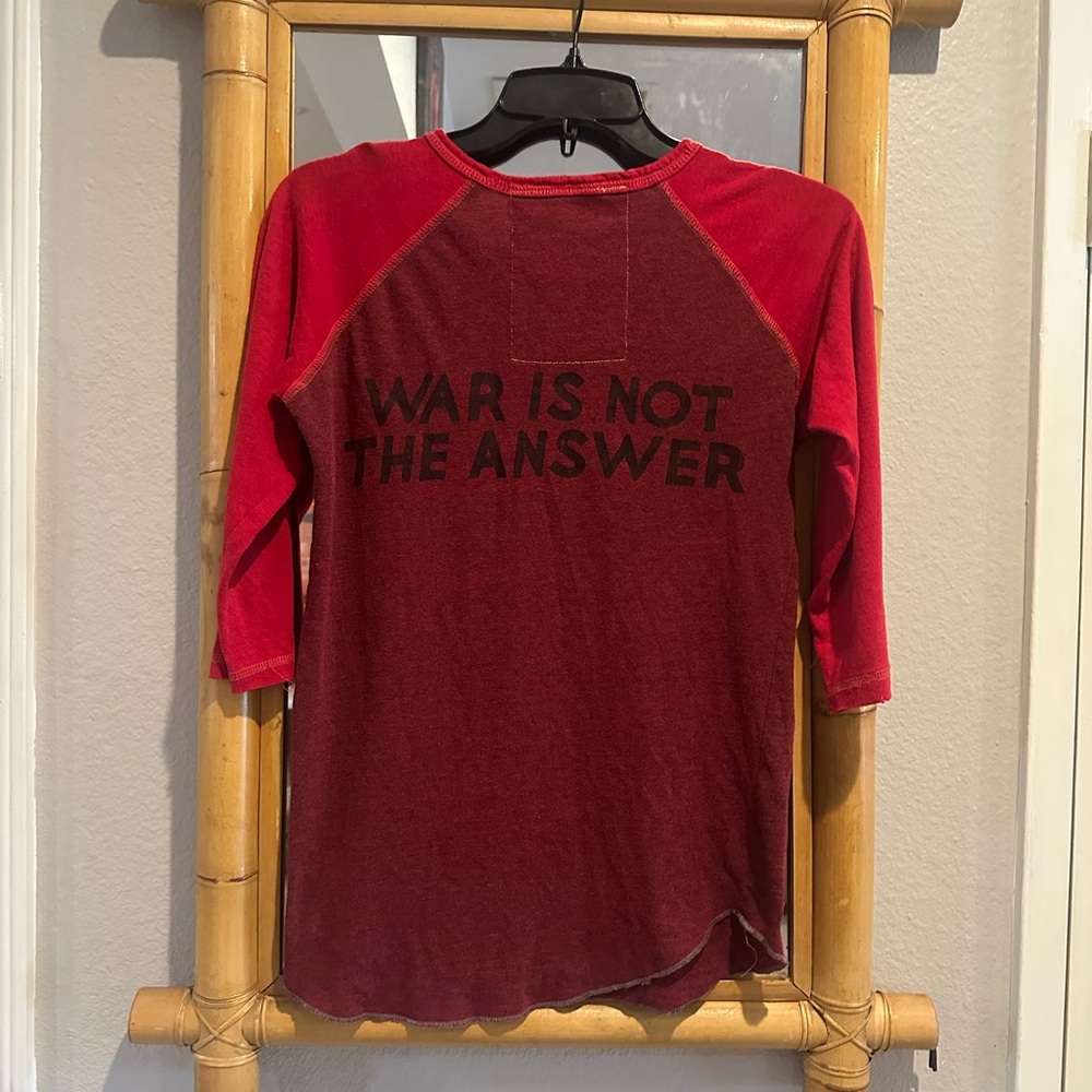 Rare Aviator Nation baseball tee / WAR IS NOT THE ANSWER text & graphic - Picture 4 of 15
